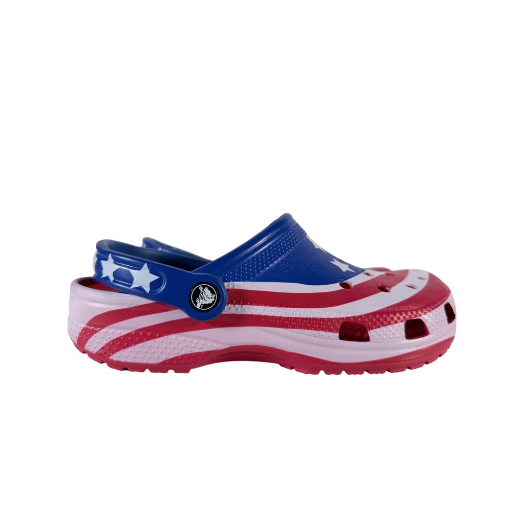 Crocs Kids Classic American Flag Clogs Size 6 USA Red White Blue Stars Stripes